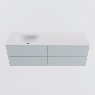 MONDIAZ VICA 150cm badmeubel onderkast Clay 4 lades. Wastafel MOON links zonder kraangat, kleur Talc.