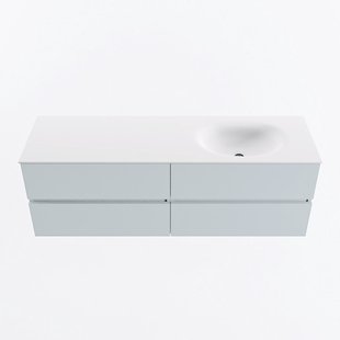 MONDIAZ VICA 150cm badmeubel onderkast Clay 4 lades. Wastafel MOON rechts zonder kraangat, kleur Talc.
