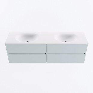 MONDIAZ VICA 160cm badmeubel onderkast Clay 4 lades. Wastafel MOON dubbel zonder kraangat, kleur Talc.