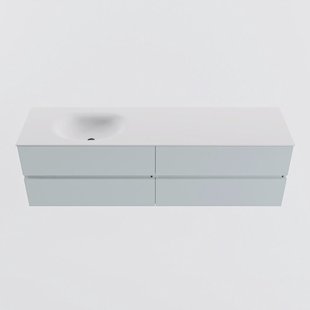 MONDIAZ VICA 170cm badmeubel onderkast Clay 4 lades. Wastafel MOON links 1 kraangat, kleur Talc.