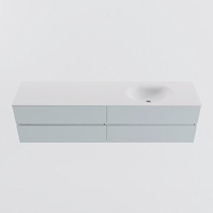 MONDIAZ VICA 190cm badmeubel onderkast Clay 4 lades. Wastafel MOON rechts 1 kraangat, kleur Talc.