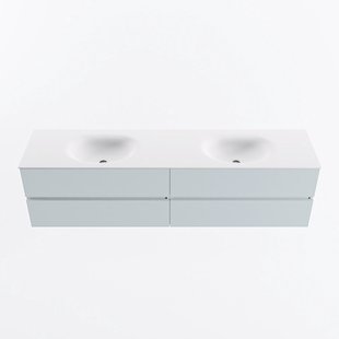 MONDIAZ VICA 190cm badmeubel onderkast Clay 4 lades. Wastafel MOON dubbel 2 kraangaten, kleur Talc.