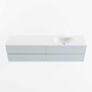 MONDIAZ VICA 190cm badmeubel onderkast Clay 4 lades. Wastafel MOON rechts zonder kraangat, kleur Talc.