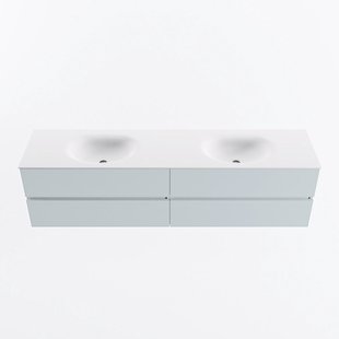 MONDIAZ VICA 190cm badmeubel onderkast Clay 4 lades. Wastafel MOON dubbel zonder kraangat, kleur Talc.