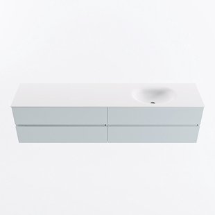 MONDIAZ VICA 200cm badmeubel onderkast Clay 4 lades. Wastafel MOON rechts 1 kraangat, kleur Talc.