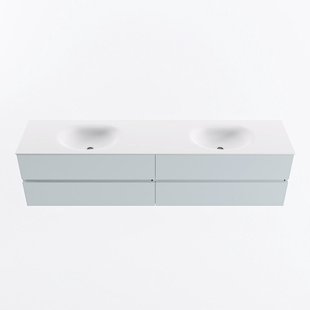 MONDIAZ VICA 200cm badmeubel onderkast Clay 4 lades. Wastafel MOON dubbel 2 kraangaten, kleur Talc.