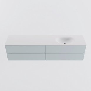 MONDIAZ VICA 200cm badmeubel onderkast Clay 4 lades. Wastafel MOON rechts zonder kraangat, kleur Talc.