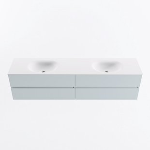 MONDIAZ VICA 200cm badmeubel onderkast Clay 4 lades. Wastafel MOON dubbel zonder kraangat, kleur Talc.