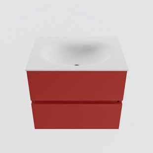 MONDIAZ VICA 60cm badmeubel onderkast Fire 2 lades. Wastafel MOON midden 1 kraangat, kleur Talc.