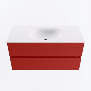 MONDIAZ VICA 100cm badmeubel onderkast Fire 2 lades. Wastafel MOON midden 1 kraangat, kleur Talc.