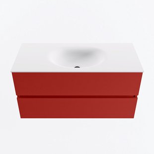 MONDIAZ VICA 100cm badmeubel onderkast Fire 2 lades. Wastafel MOON midden zonder kraangat, kleur Talc.