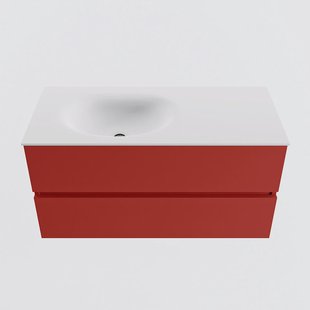 MONDIAZ VICA 100cm badmeubel onderkast Fire 2 lades. Wastafel MOON links zonder kraangat, kleur Talc.