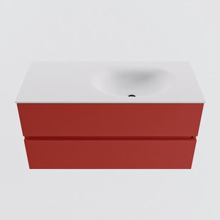 MONDIAZ VICA 100cm badmeubel onderkast Fire 2 lades. Wastafel MOON rechts zonder kraangat, kleur Talc.