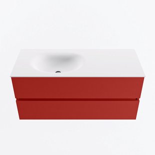 MONDIAZ VICA 110cm badmeubel onderkast Fire 2 lades. Wastafel MOON links 1 kraangat, kleur Talc.