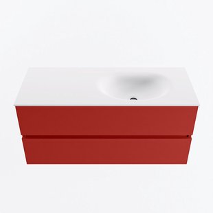 MONDIAZ VICA 110cm badmeubel onderkast Fire 2 lades. Wastafel MOON rechts 1 kraangat, kleur Talc.