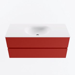 MONDIAZ VICA 110cm badmeubel onderkast Fire 2 lades. Wastafel MOON midden zonder kraangat, kleur Talc.