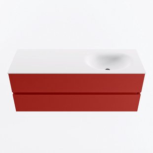 MONDIAZ VICA 130cm badmeubel onderkast Fire 2 lades. Wastafel MOON rechts zonder kraangat, kleur Talc.