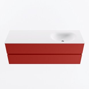 MONDIAZ VICA 140cm badmeubel onderkast Fire 2 lades. Wastafel MOON rechts 1 kraangat, kleur Talc.