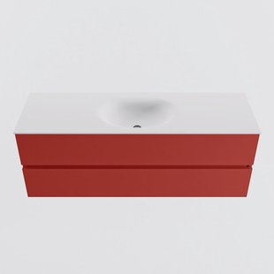 MONDIAZ VICA 140cm badmeubel onderkast Fire 2 lades. Wastafel MOON midden zonder kraangat, kleur Talc.