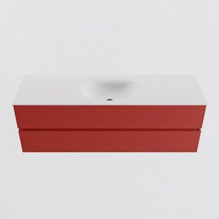 MONDIAZ VICA 150cm badmeubel onderkast Fire 2 lades. Wastafel MOON midden 1 kraangat, kleur Talc.