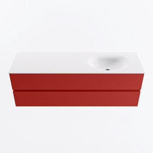 MONDIAZ VICA 150cm badmeubel onderkast Fire 2 lades. Wastafel MOON rechts 1 kraangat, kleur Talc.