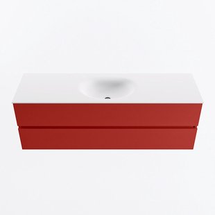 MONDIAZ VICA 150cm badmeubel onderkast Fire 2 lades. Wastafel MOON midden zonder kraangat, kleur Talc.