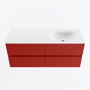 MONDIAZ VICA 120cm badmeubel onderkast Fire 4 lades. Wastafel MOON rechts 1 kraangat, kleur Talc.