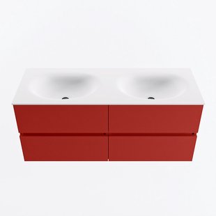 MONDIAZ VICA 120cm badmeubel onderkast Fire 4 lades. Wastafel MOON dubbel 2 kraangaten, kleur Talc.