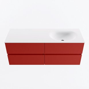 MONDIAZ VICA 130cm badmeubel onderkast Fire 4 lades. Wastafel MOON rechts 1 kraangat, kleur Talc.