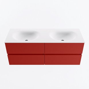 MONDIAZ VICA 130cm badmeubel onderkast Fire 4 lades. Wastafel MOON dubbel 2 kraangaten, kleur Talc.