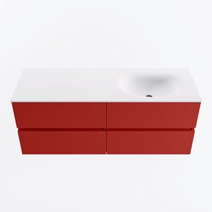 MONDIAZ VICA 130cm badmeubel onderkast Fire 4 lades. Wastafel MOON rechts zonder kraangat, kleur Talc.