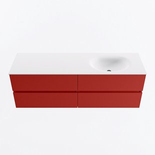 MONDIAZ VICA 150cm badmeubel onderkast Fire 4 lades. Wastafel MOON rechts 1 kraangat, kleur Talc.