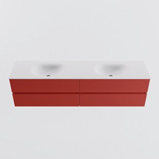 MONDIAZ VICA 190cm badmeubel onderkast Fire 4 lades. Wastafel MOON dubbel 2 kraangaten, kleur Talc.