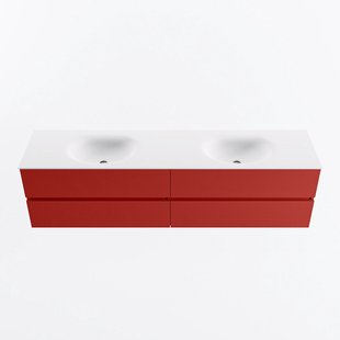 MONDIAZ VICA 190cm badmeubel onderkast Fire 4 lades. Wastafel MOON dubbel zonder kraangat, kleur Talc.