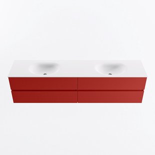 MONDIAZ VICA 200cm badmeubel onderkast Fire 4 lades. Wastafel MOON dubbel zonder kraangat, kleur Talc.