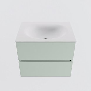 MONDIAZ VICA 60cm badmeubel onderkast Greey 2 lades. Wastafel MOON midden 1 kraangat, kleur Talc.