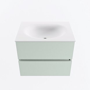 MONDIAZ VICA 60cm badmeubel onderkast Greey 2 lades. Wastafel MOON midden zonder kraangat, kleur Talc.