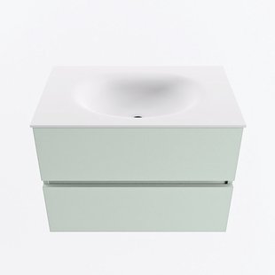 MONDIAZ VICA 70cm badmeubel onderkast Greey 2 lades. Wastafel MOON midden zonder kraangat, kleur Talc.