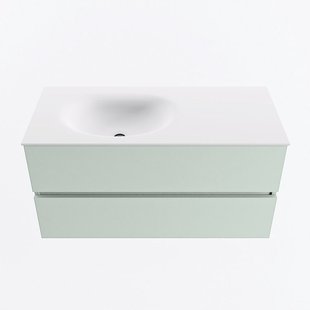 MONDIAZ VICA 100cm badmeubel onderkast Greey 2 lades. Wastafel MOON links 1 kraangat, kleur Talc.