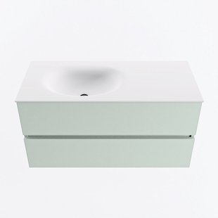 MONDIAZ VICA 100cm badmeubel onderkast Greey 2 lades. Wastafel MOON links zonder kraangat, kleur Talc.