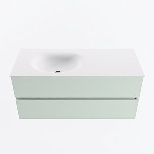 MONDIAZ VICA 110cm badmeubel onderkast Greey 2 lades. Wastafel MOON links 1 kraangat, kleur Talc.