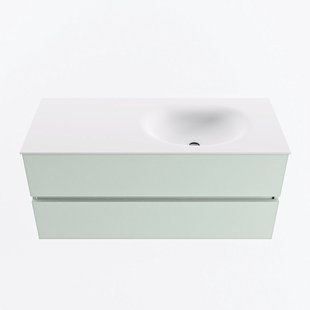 MONDIAZ VICA 110cm badmeubel onderkast Greey 2 lades. Wastafel MOON rechts 1 kraangat, kleur Talc.