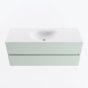 MONDIAZ VICA 120cm badmeubel onderkast Greey 2 lades. Wastafel MOON midden 1 kraangat, kleur Talc.