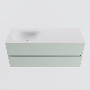 MONDIAZ VICA 120cm badmeubel onderkast Greey 2 lades. Wastafel MOON links 1 kraangat, kleur Talc.