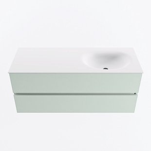 MONDIAZ VICA 120cm badmeubel onderkast Greey 2 lades. Wastafel MOON rechts 1 kraangat, kleur Talc.