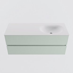 MONDIAZ VICA 120cm badmeubel onderkast Greey 2 lades. Wastafel MOON rechts zonder kraangat, kleur Talc.