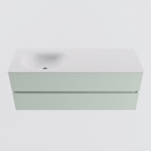 MONDIAZ VICA 130cm badmeubel onderkast Greey 2 lades. Wastafel MOON links zonder kraangat, kleur Talc.