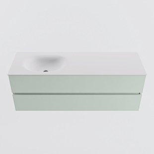 MONDIAZ VICA 140cm badmeubel onderkast Greey 2 lades. Wastafel MOON links 1 kraangat, kleur Talc.