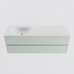 MONDIAZ VICA 140cm badmeubel onderkast Greey 2 lades. Wastafel MOON links zonder kraangat, kleur Talc.