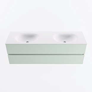 MONDIAZ VICA 150cm badmeubel onderkast Greey 2 lades. Wastafel MOON dubbel 2 kraangaten, kleur Talc.